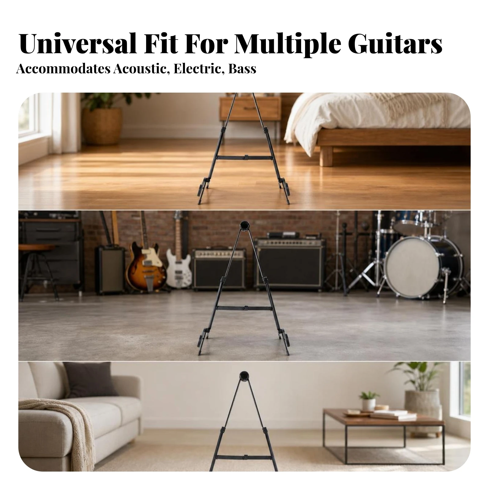 V-Frame Guitar Stand Sturdy Guitar Stand with Padded Arms Non-Slip Soft for Guitarists, Home Practice, Stage