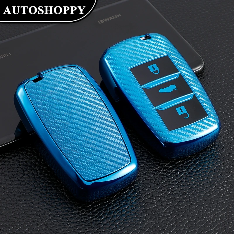 Carbon Fiber Car Key Case Cover for Changan Cs35plus Cs35 Cs15 Cs75 Cs95 Cx20 Cs1 Cv1 Alsvin V7 Raeton 2018 Cs55 Cx70 Shell