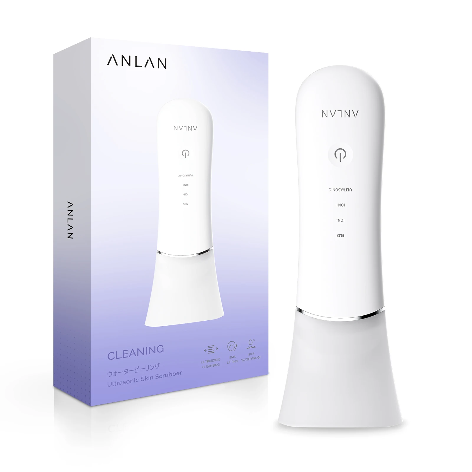 ANLAN-Ultrasonic Skin Scrubber, EMS Facial Lifting Skin Care, limpeza profunda à prova d'água,