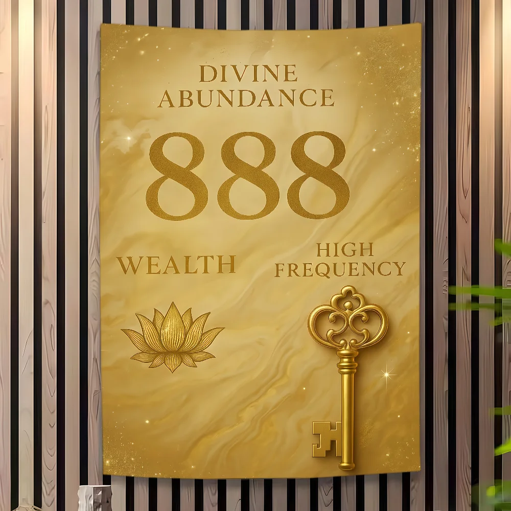 DIVINE ABUNDANCE 888 Flag Tapestry Outdoor Party Bedroom Living Room Dormitory Decorative Themed Wall Hanging Banner Gift