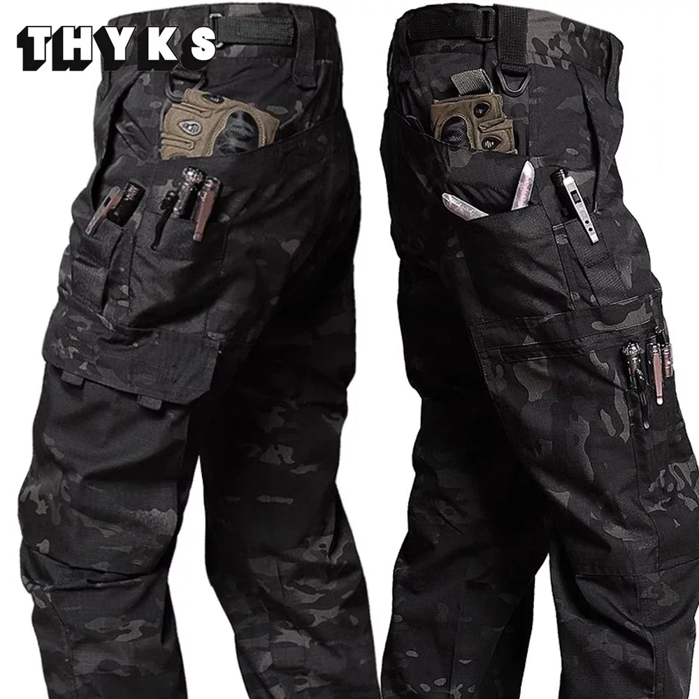 

Summer Cargo Pants for Men Tactical Pants Outdoor Trousers Big Multi-pockets Waterproof Ripstop Combat Training Joggers Sping