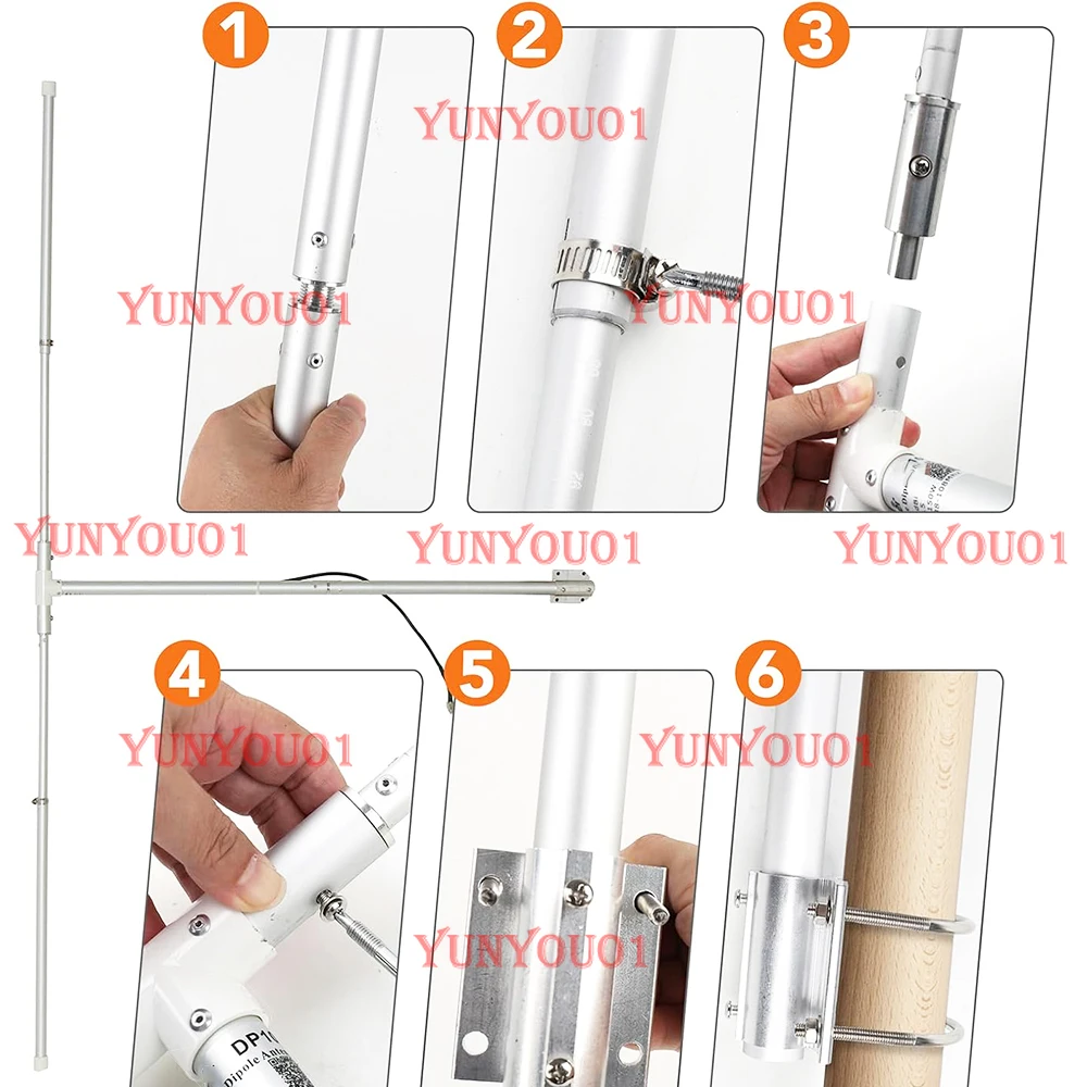 DP100 150W FM 송신기 안테나 실외용, 1/2파장 FM 다이폴 안테나 88-108MHz, 0.5W-150W FM 방송 송신기에 이상적