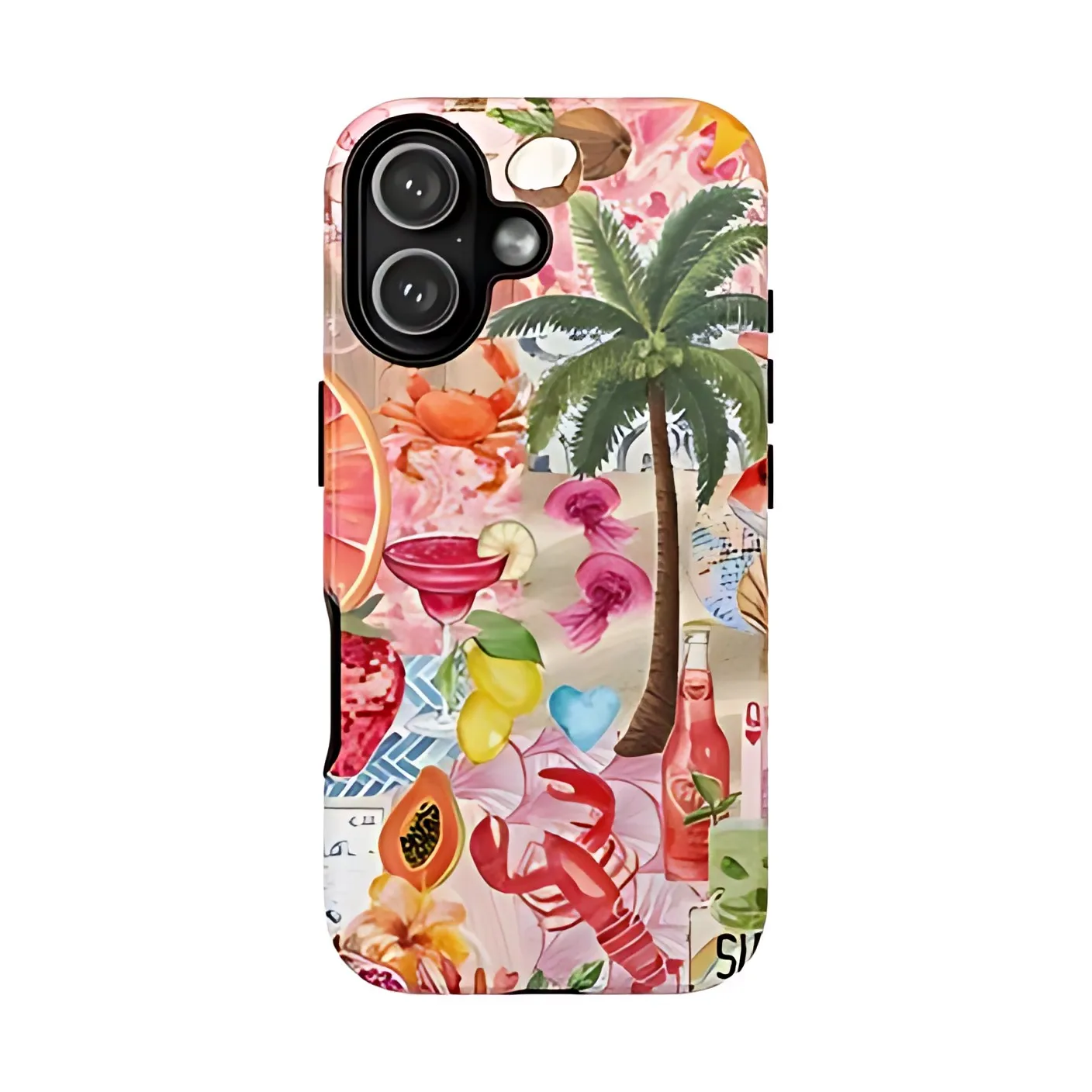 Summer Tropical Collage Phone Case for Samsung Galaxy S20 S23 S24 S25 S26 FE Plus Ultra Edge 5G Luxury Double-layer Back Cover