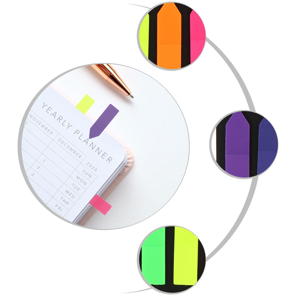 

6 Sets Fluorescence Colored Arrow Office Portable Stickers Memo Pads Pvc Book Labels