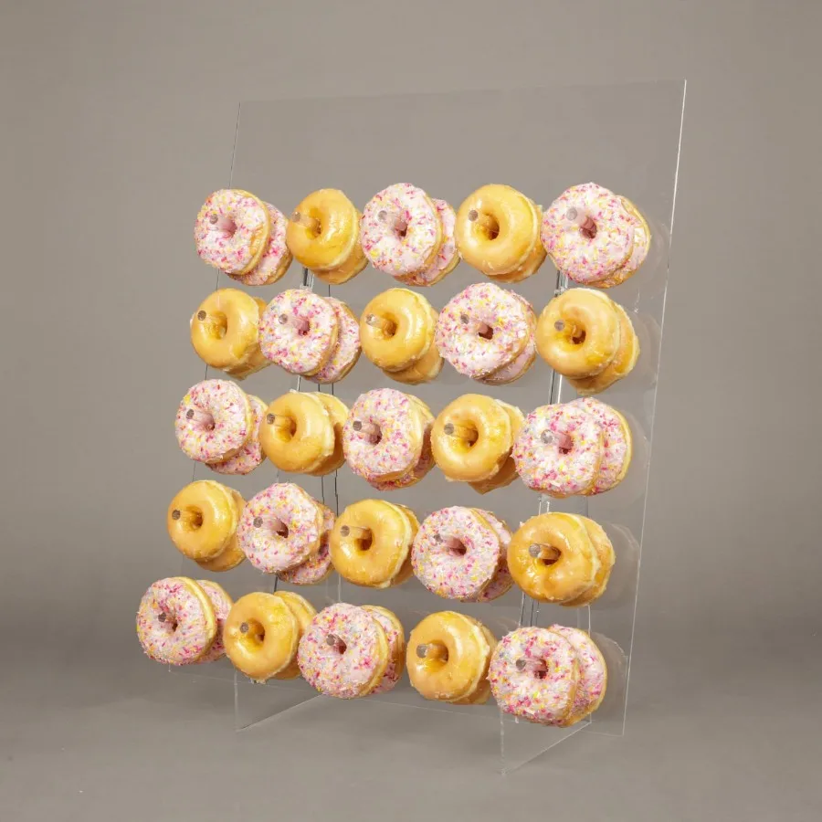 

Настенная подставка для пончиков Акриловая подставка для пончиков вмещает 50 пончиков XL Дисплей для пончиков Большая настенная подставка для пончиков для вечеринок и свадеб