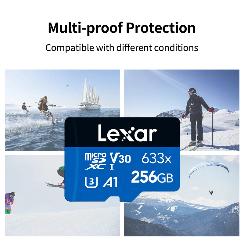 Oryginalna karta pamięci Lexar TF 633x 32GB 64GB 128GB 256GB SDHC A1 V10 Szybka karta Micro SD SDXC V30 U3 Karta pamięci flash — zdjęcie produktu 5