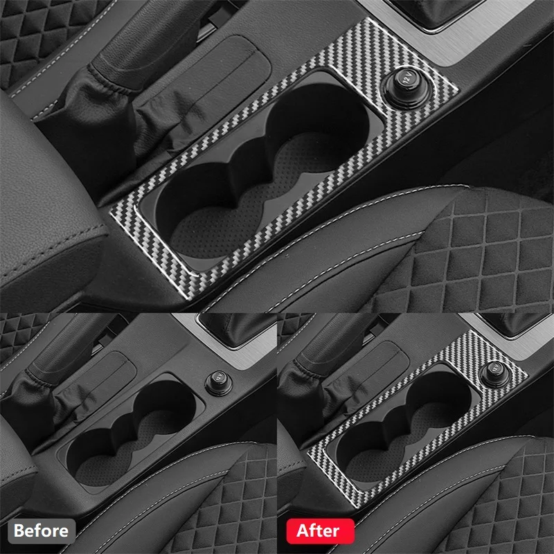 Car Central Control Water Cup Frame Trim Sticker Decorative Carbon Fiber For Skoda Octavia A7 2015-2020 Auto Accessories