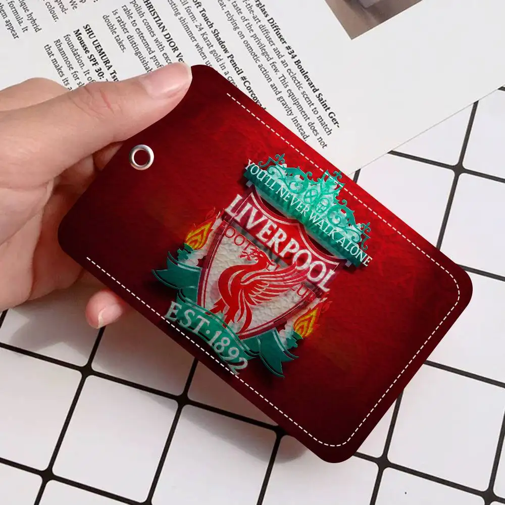 L-Liverpools مستطيل بطاقة الهوية حالة المفاتيح الوصول حافظة للبطاقات مفتاح العلامة حلقة حامل البطاقة الجلدية حلقة رئيسية الوصول #4