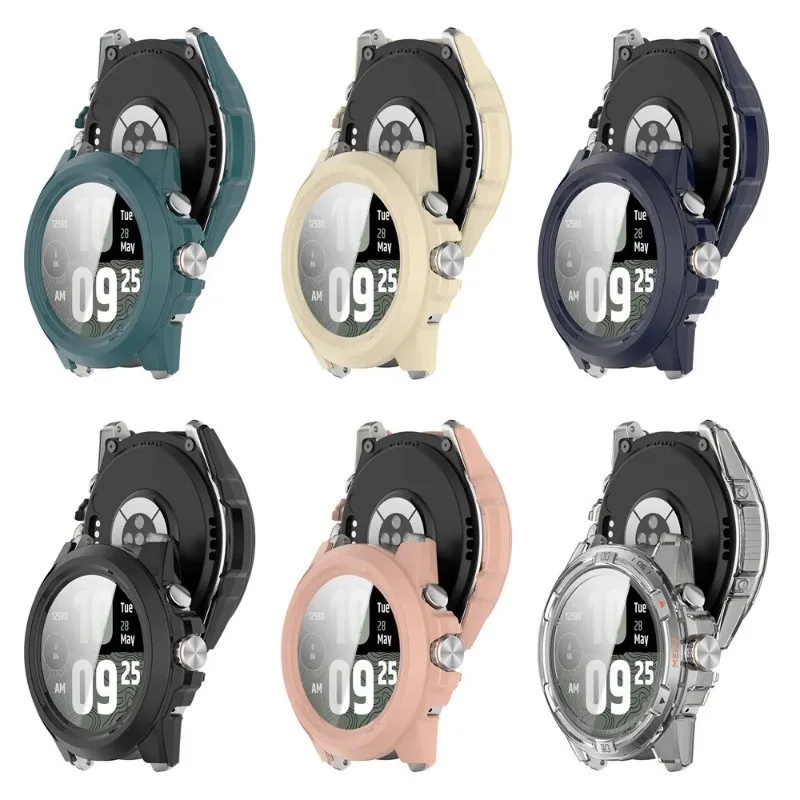 حافظة 2 في 1 لهاتف Ticwatch Atlas بتغطية كاملة للشاشة من البولي كربونات مع زجاج مقسى عالي الجودة