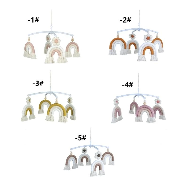 Ręcznie robiony dzwonek wietrzny wisiorek muzyczna wisząca zabawka frędzel tęczowa makrama wisiorek 15UB