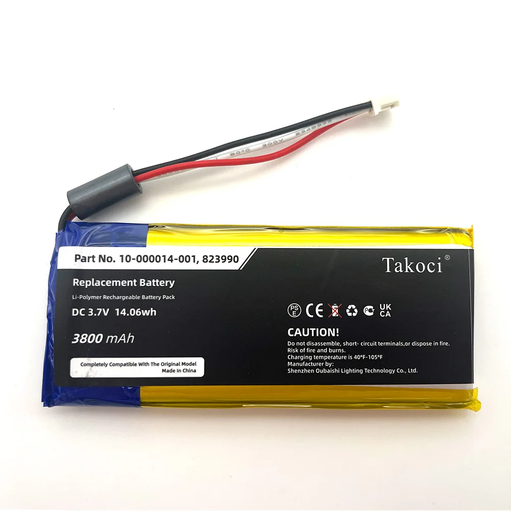 Replacement Battery for 2GIG  GC3 Panel, GC3e Panel, SP1-GC3 10-000014-001, 823990 3.7V/mA