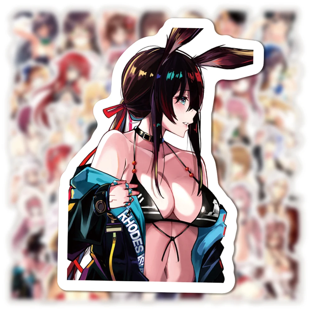 10/30/50 buah stiker gadis Anime Hentai Waifu untuk Laptop sepeda motor gitar DIY stiker grafiti mainan stiker gadis seksi grosir