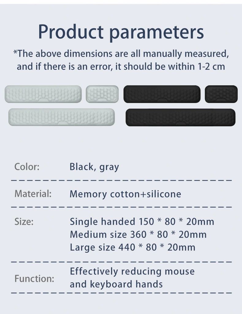 Tastatur Maus Handgelenk Rest Pad Memory Foam Hand Rest Unterstützung Unterstützung Ergonomische Handgelenk Kissen Pad Memory Foam Für Notebook Laptops – Detail 13