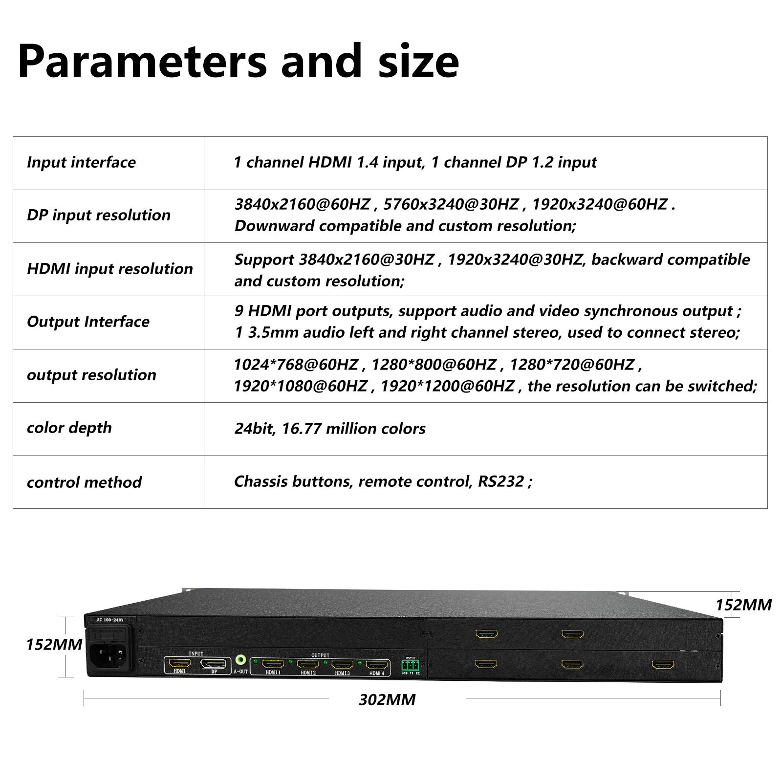 4K Video Wall Controller 1in 9out 3X3 Processor Ultra Hd Ondersteunt Dp Point-To-Point Ingang Hdmi-Compatibele 1.4 + Dp1.2 Splicing Box
