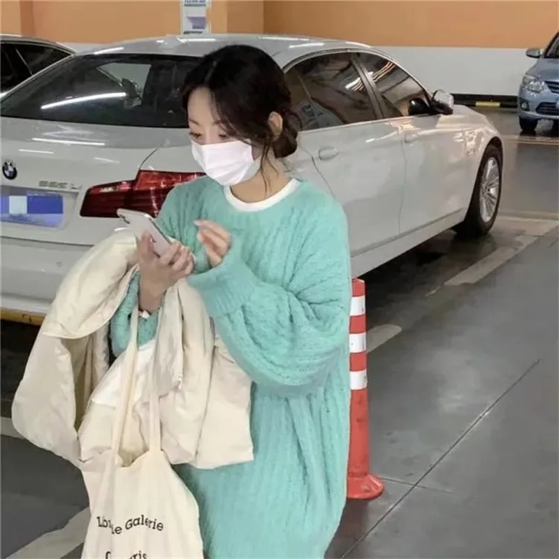 Autumn Winter 2023 New Fashion Simple Commuting Versatile Fried Dough Twists Sweater Women's Loose  Lazy Style Wear Versatile Kn