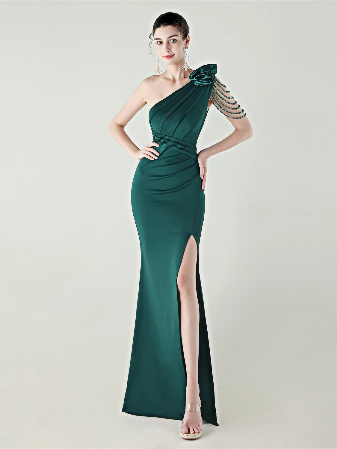 

Hebe Style Evening Gown Women's Luxury Elegant High-End Evening Dress Beautiful Asymmetrical Shoulder Long Dress for Banquet