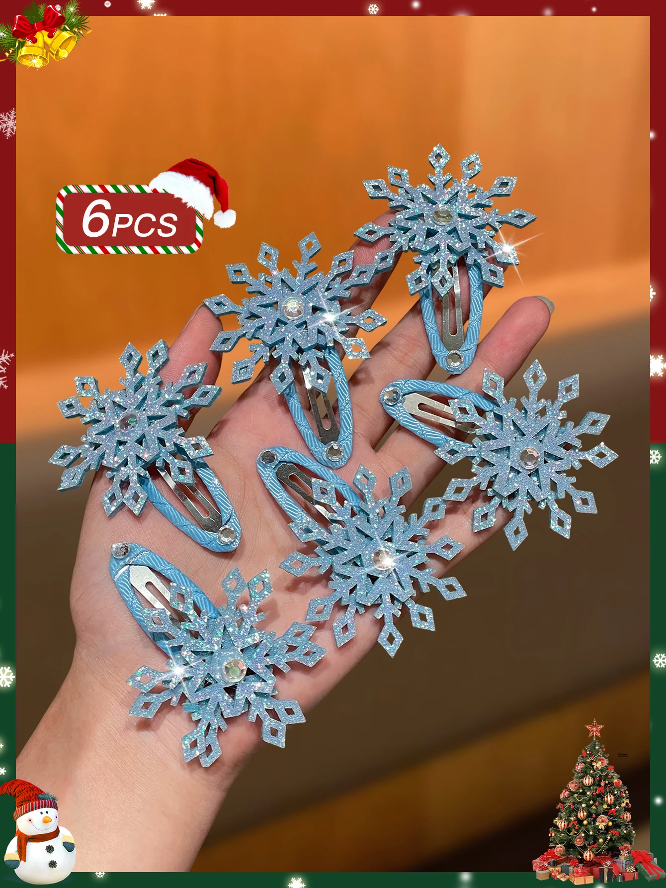 6 ชิ้น เครื่องประดับผมคริสต์มาสสุดหรูทันสมัย กิ๊บติดผมสำหรับสุภาพสตรี ไอเดียของขวัญคริสต์มาส เครื่องประดับผมสำหรับผู้หญิง