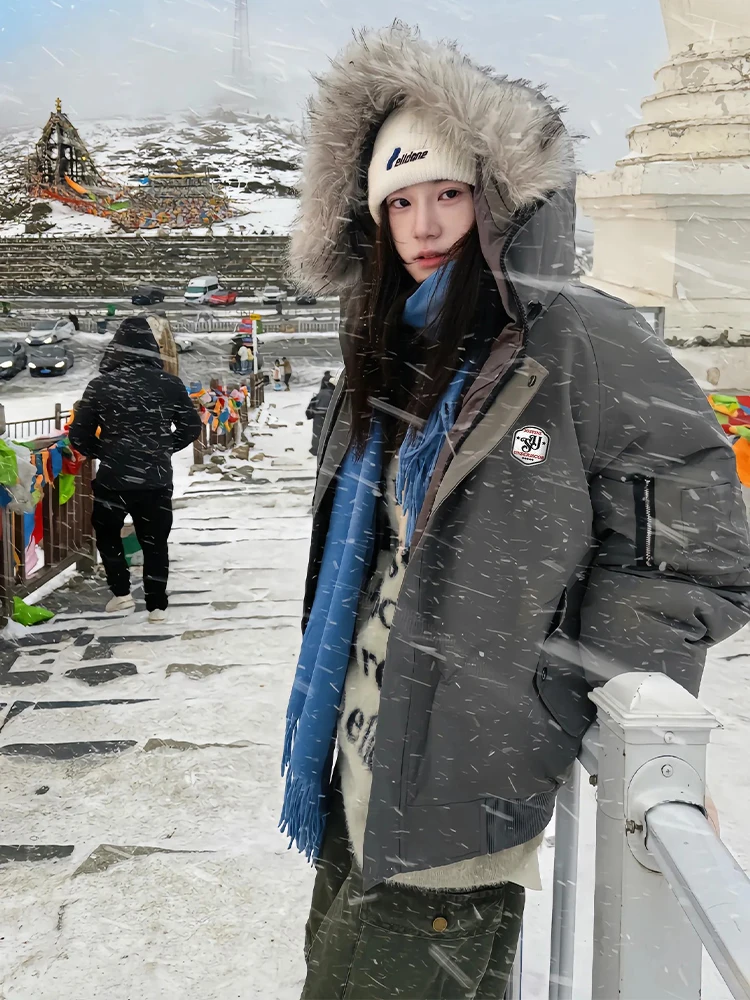 

Мужская зимняя парка с утеплителем из пуха, устойчивая к экстремальным холодам, с большим меховым воротником, для катания на снегоходах, в американском стиле