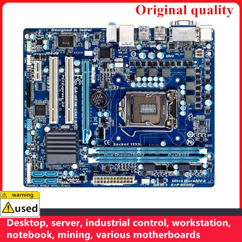 

For GA-H61M-USB3-B3 H61M-USB3-B3 Motherboards LGA 1155 DDR3 16GB M-ATX For Intel H61 Desktop Mainboard PCI-E2.0 SATA II USB2.0