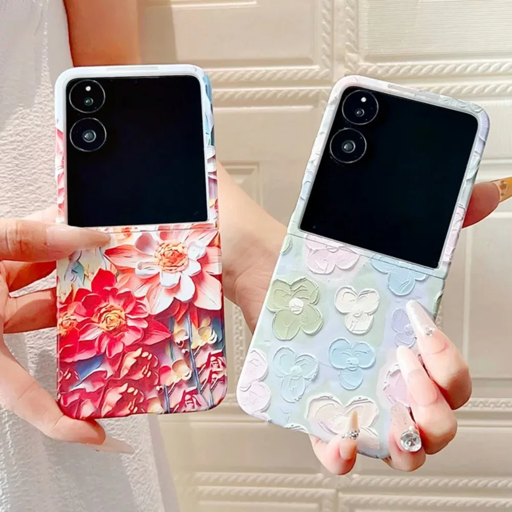 Colorful Embossed Effect Watercolor Flower Phone Case for Xiaomi Mix Flip2 Shockproof Slim Camera Protection Back Cover Mix Flip