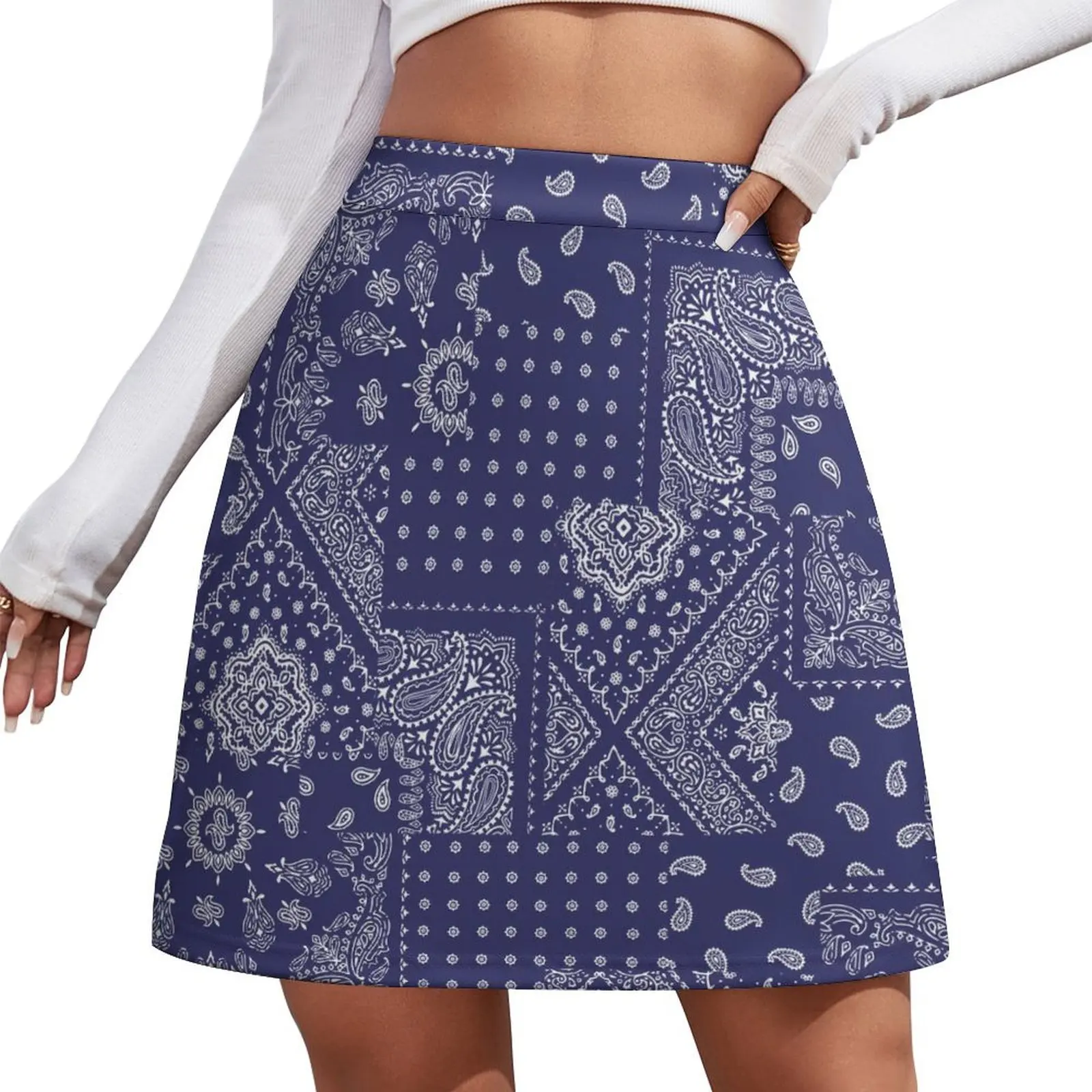 

Classic Paisley Skirt Female Patchwrok Print Mini Skirts Spring Street Style High Waist Graphic Big Size Casual A-line Skirt