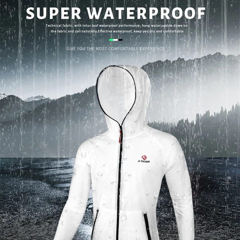 X-TIGER Cycling Raincoat Adult Waterproof Raincoat Women Men Rain Coat Outdoor Hiking Fishing Reflective Rainproof Protect Gear