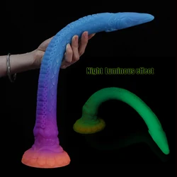 Night Luminous Anal Plug Super Cool Silicone Long Butt Plug Dildo Masturbation  Prostate Massage Anus Vagina Stimulator Sex Toys