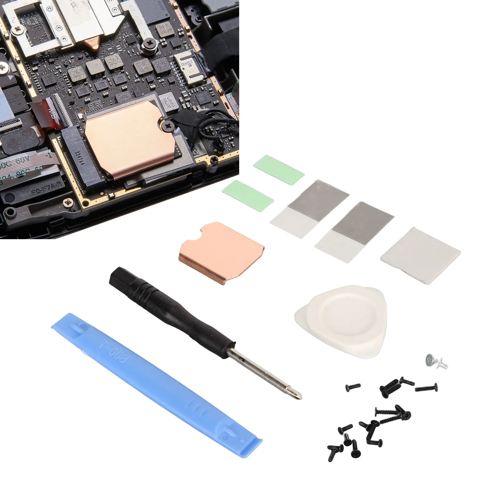 for Steam Deck SSD Heatsink Thermal Pad M.2 2230 NVME SSD Copper Heat Sink Cooling Thermal Paste Back Cover Opening Tool