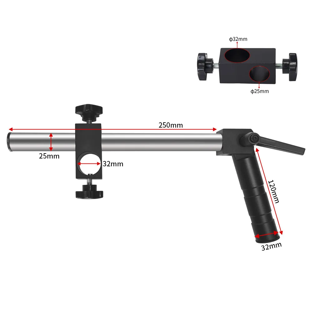 Adjustable Universal Arm 25mm 32mm Diameter Connector For 25mm 32mm Diameter Pillar for Stereo Microscope Video Camera Stand