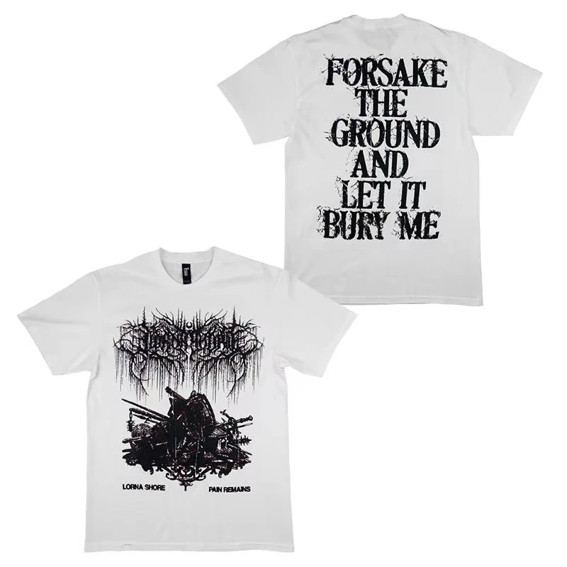 2025 الصيف LORNA SHORE الفرقة الذهب الأسود الظلام روك مطبوعة القطن الرجال والنساء تي شيرت عالية الجودة تي شيرتات قصيرة الاكمام #2