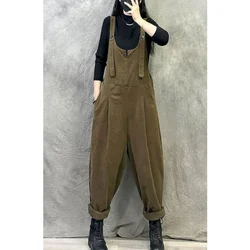 Jumpsuits for Women Workwear Sleeveless Solid Versatile Loose Casual One Piece Outfit Women Playsuits Vintage Overalls for Women