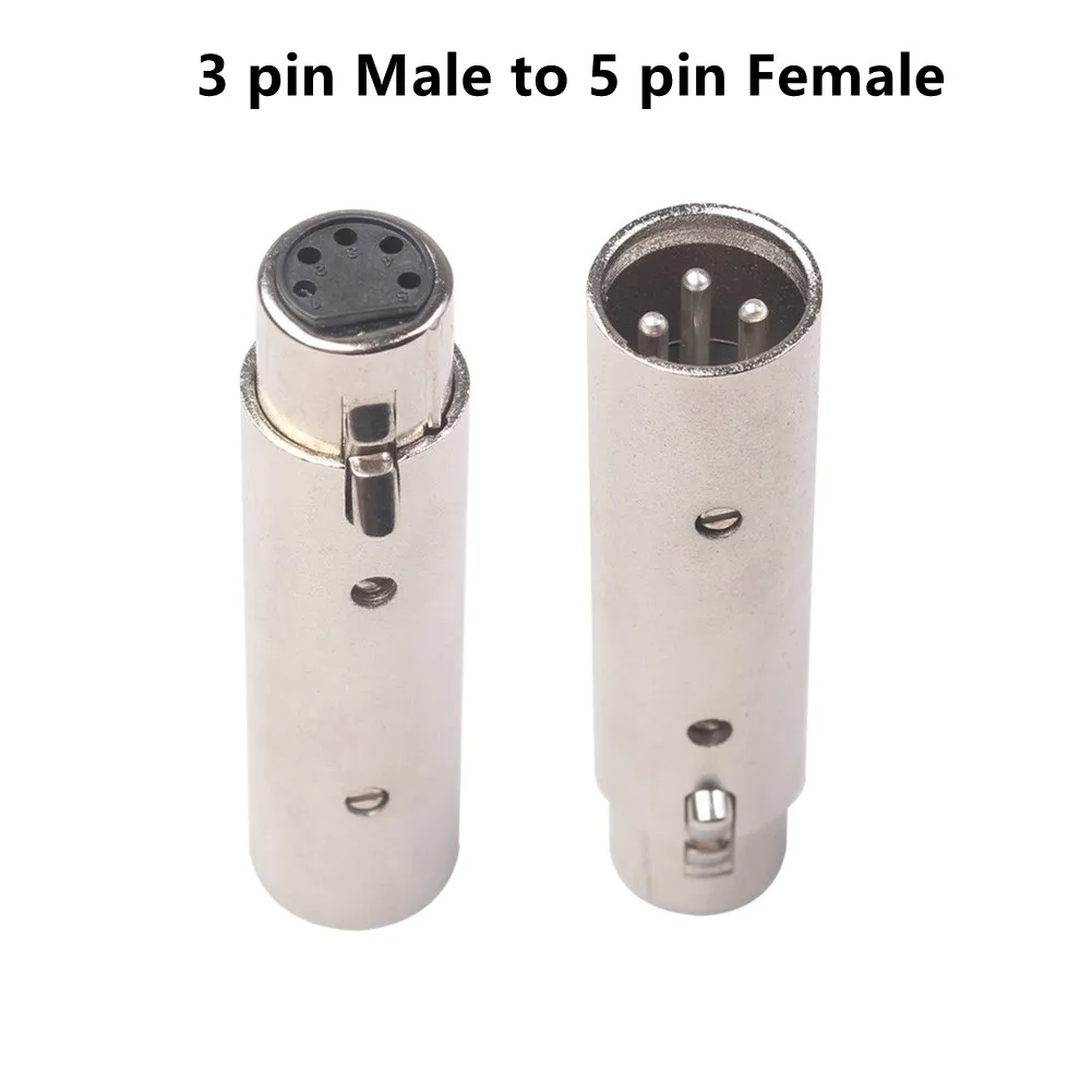 3 Pin XLR To 5 Pin DMX Metal Cased Converter Audio Lighting Adapter 3 Pin Male To 5 Pin Female Connector Stage And Theatre Light