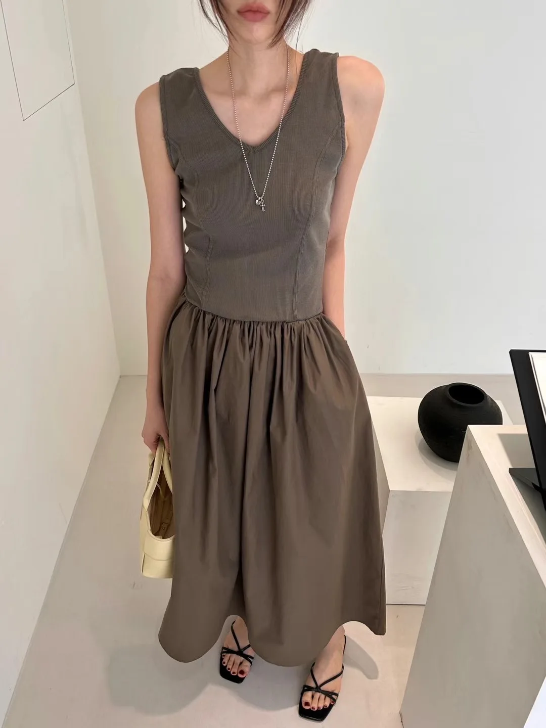 

2Colors Dresses Summer Women's 2025 New Chic Slim Simple Elegant Holiday Dress Women's Comfortable Long Dress female(C10679