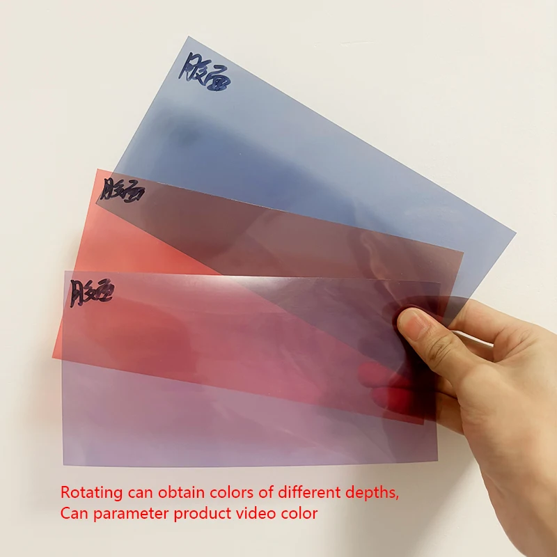 2pcs colour polarized film 10*20CM 0 degree Blue Red Purple Color Polarizer Film,0.5mm Color Filter with Adhesive