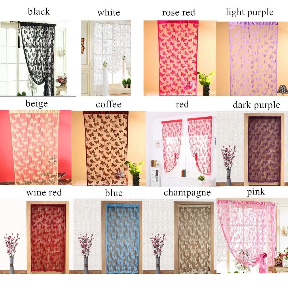 1m*2m Hanging String Door Butterfly Curtain Tassel Fly Screen Room Divider Window Panels
