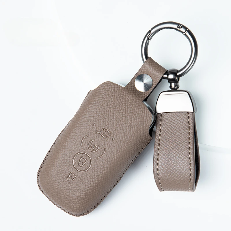 Simple Style Leather Car Remote Key Case Cover Anti Scratch and Wear-resistant for  Ford Raptor F-150 2015-2024+