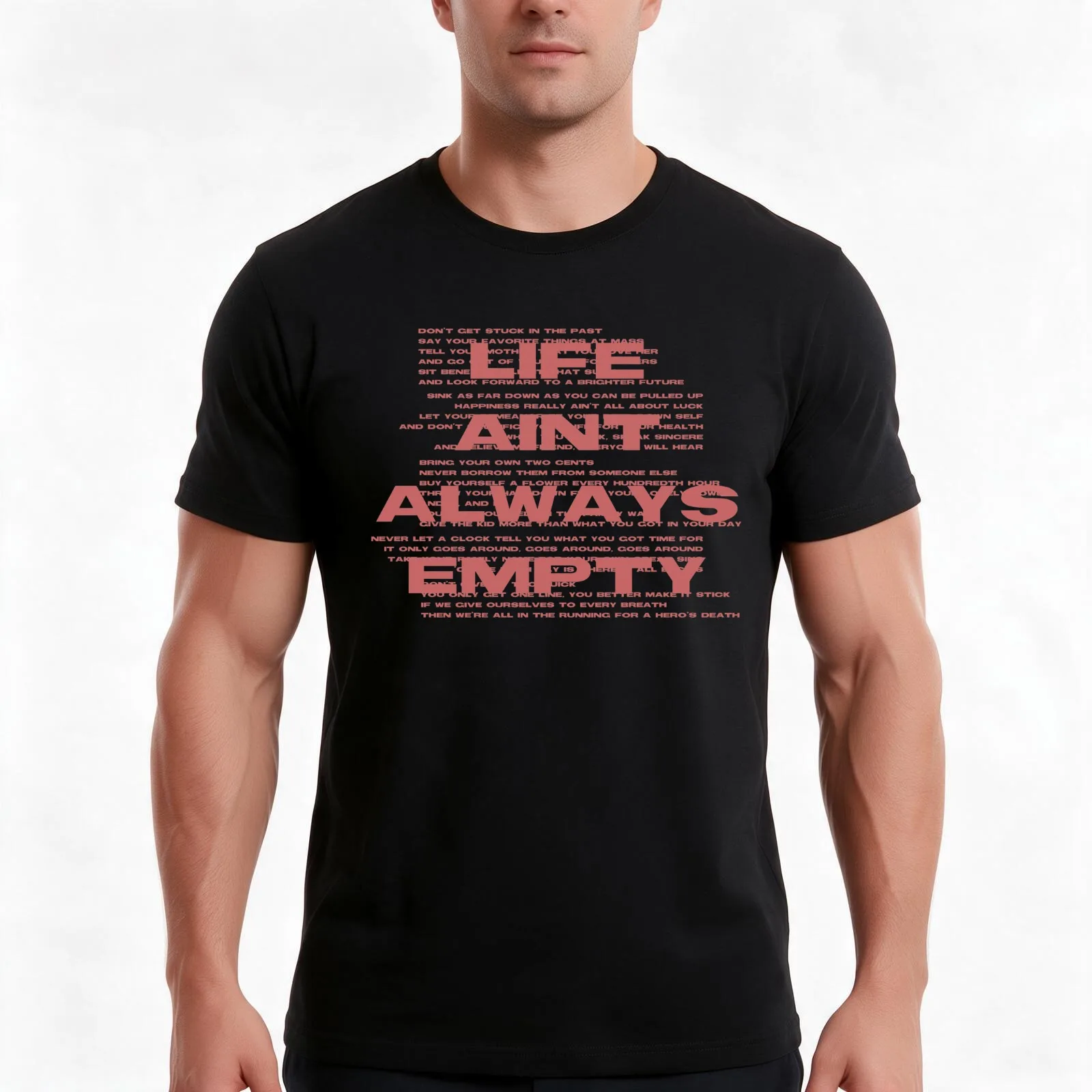 Life Ain't Always Empty T-Shirt, Summer Casual Cotton Tee, Oversized Streetwear Tops, Vintage Graphic Print, Unisex Men Women