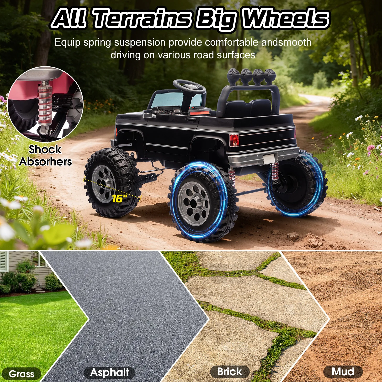 Elektryczny ciężarówka dla wnuka na prezent świąteczny, pojazd elektryczny 24V dla dzieci, samochód elektryczny dla dzieci z napędem akumulatorowym i zawieszeniem