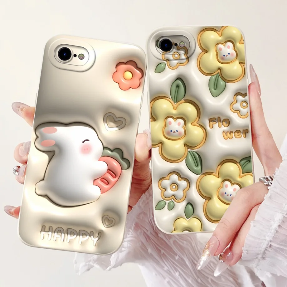 For iPhone 7 Plus 8 Plus Case Soft Silicone Capa Goothic Style Cartoon Panda Flower Back Cover For iPhone 6 Plus 6S Plus Bumper