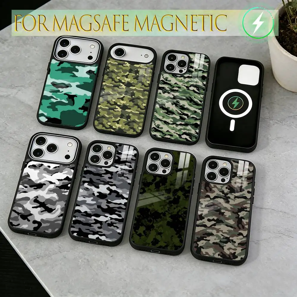 

Camouflage Phone Case For iPhone17,16,15,14,13,12,11 Plus,Pro Magnetic with Magsafe Wireless Charging