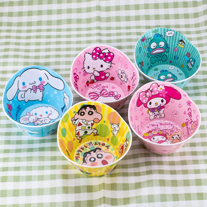 New Sanrio Dinner Bowl Hello Kitty Cartoon Kuromi Pochacco Bowl Tableware Anti-drop Anti-scald Soup Bowl for Kids Gifts