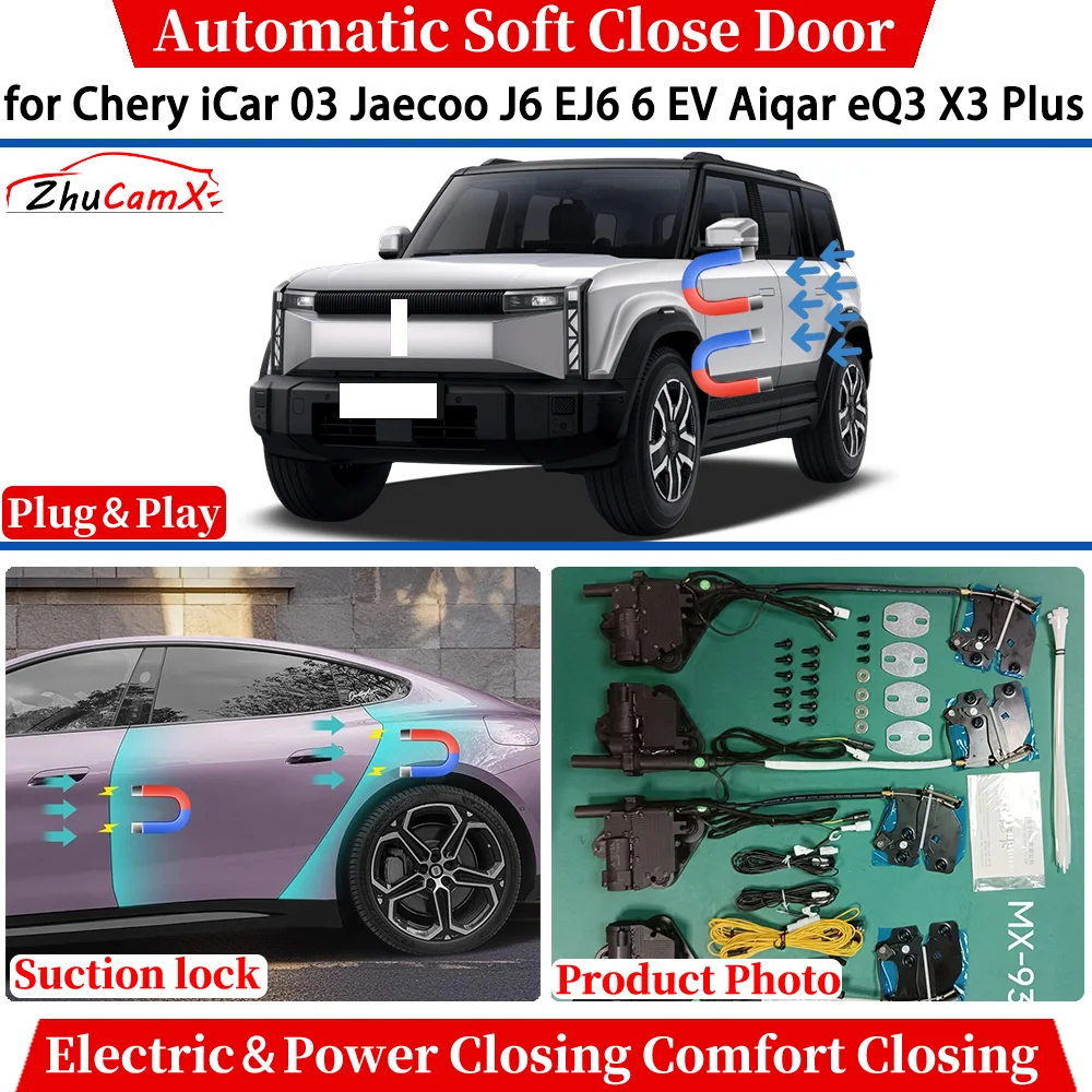 

for Chery iCar 03 Jaecoo J6 EJ6 6 EV Aiqar eQ3 X3 Plus Car Automatic Soft Close Door Electric Power Comfort Closing Suction lock