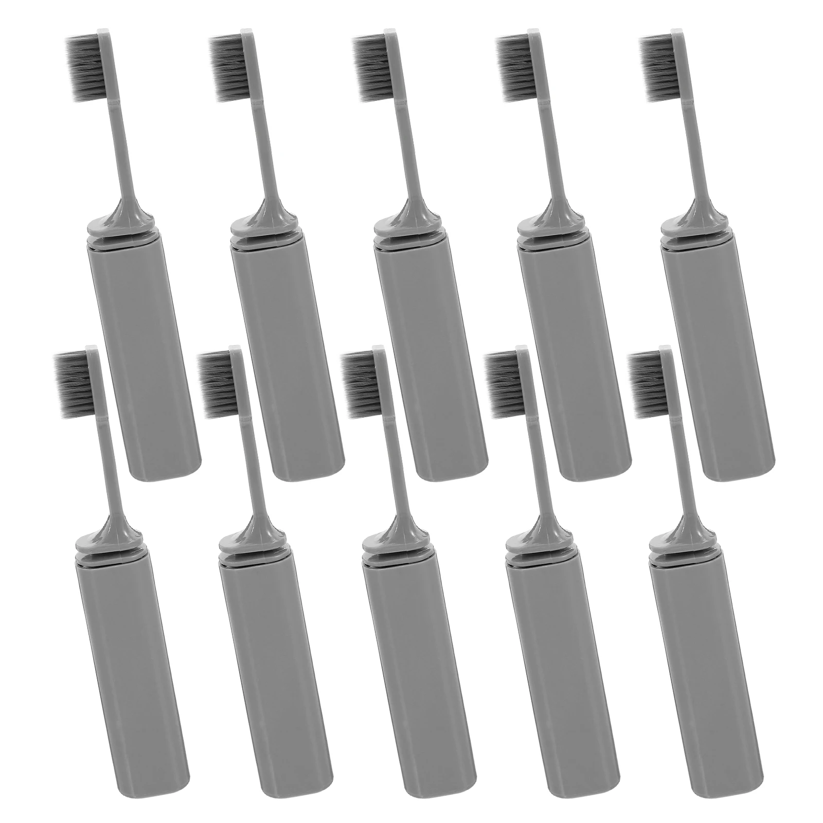 

10pcs Folding Portable Soft Bristles Dustproof Travel Kit For Camping School Trip Gray Color Collapsible