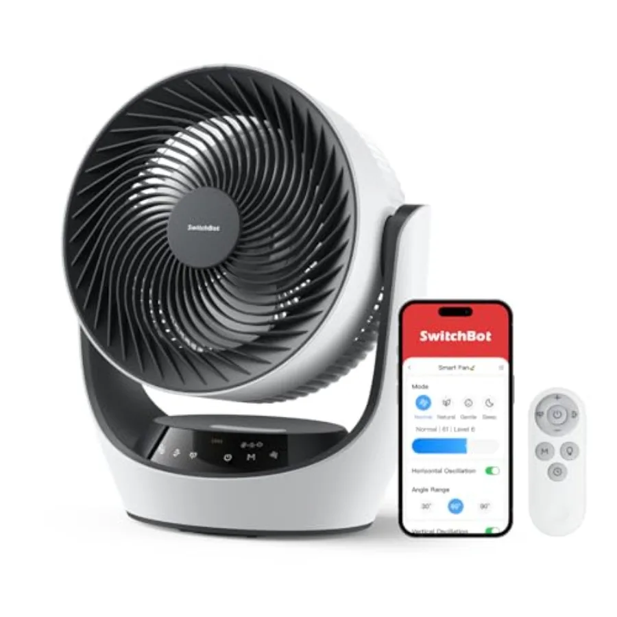 

Smart Desk Fan for Bedroom, 3600mAh Rechargeable, Corded and Cordless Air Circulator, 90° Oscillation, 22dB Quiet, 9 Speeds, Ap
