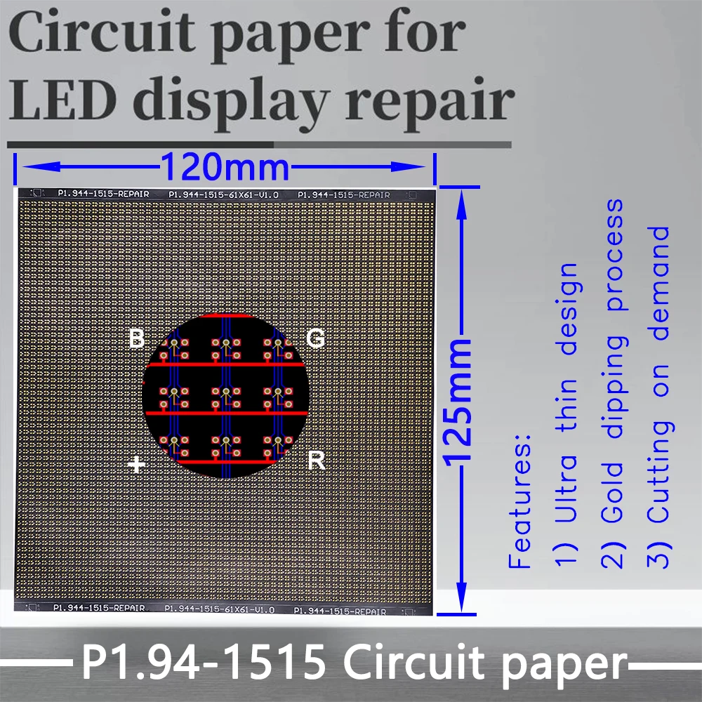 Papier z obwodami serii P1.9X modułu LED P1.9-1010 podkładka do naprawy PCB/1515 papier podkładkowy 120x125mm do naprawy PCB podczas instalacji