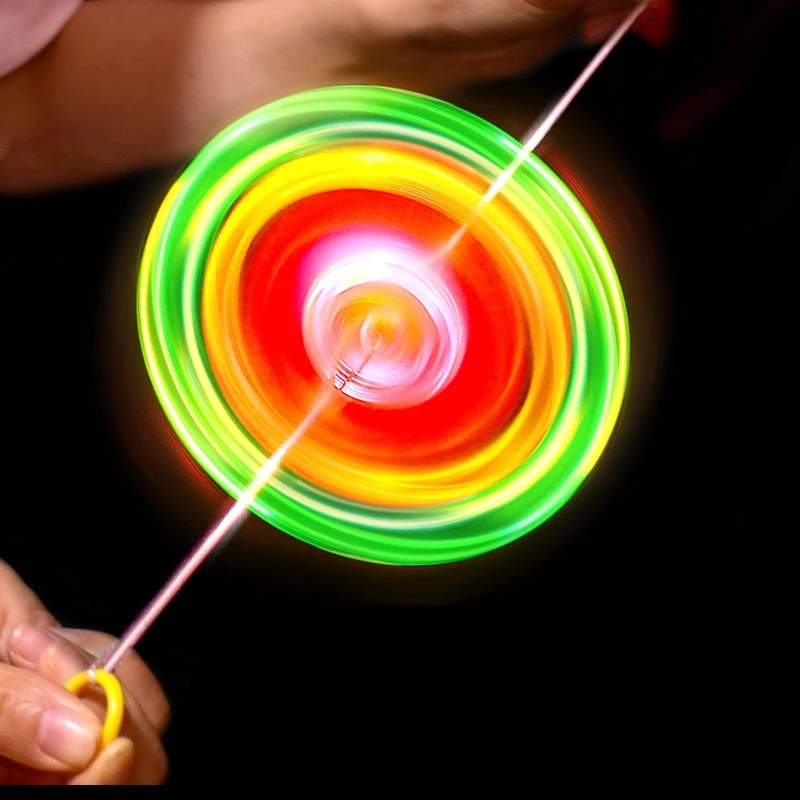 

3/6/9pcs New Luminous Hand Pull Luminous Flashing Rope Flywheel Toy Led Light Toy Novelty Children Flywheel Flash Gyro Gift Toys