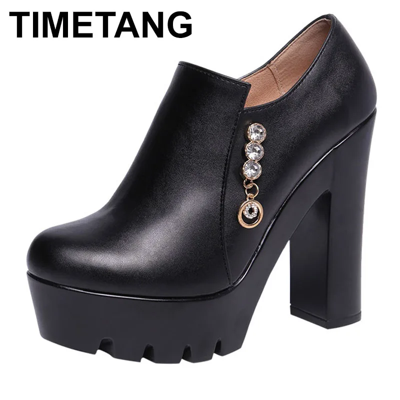 13cm Small Size 32-43 Deep Mouth Platform Pumps Black Fall 2024 Block High Heels Shoes Women for Office Model Dress Court Shoes