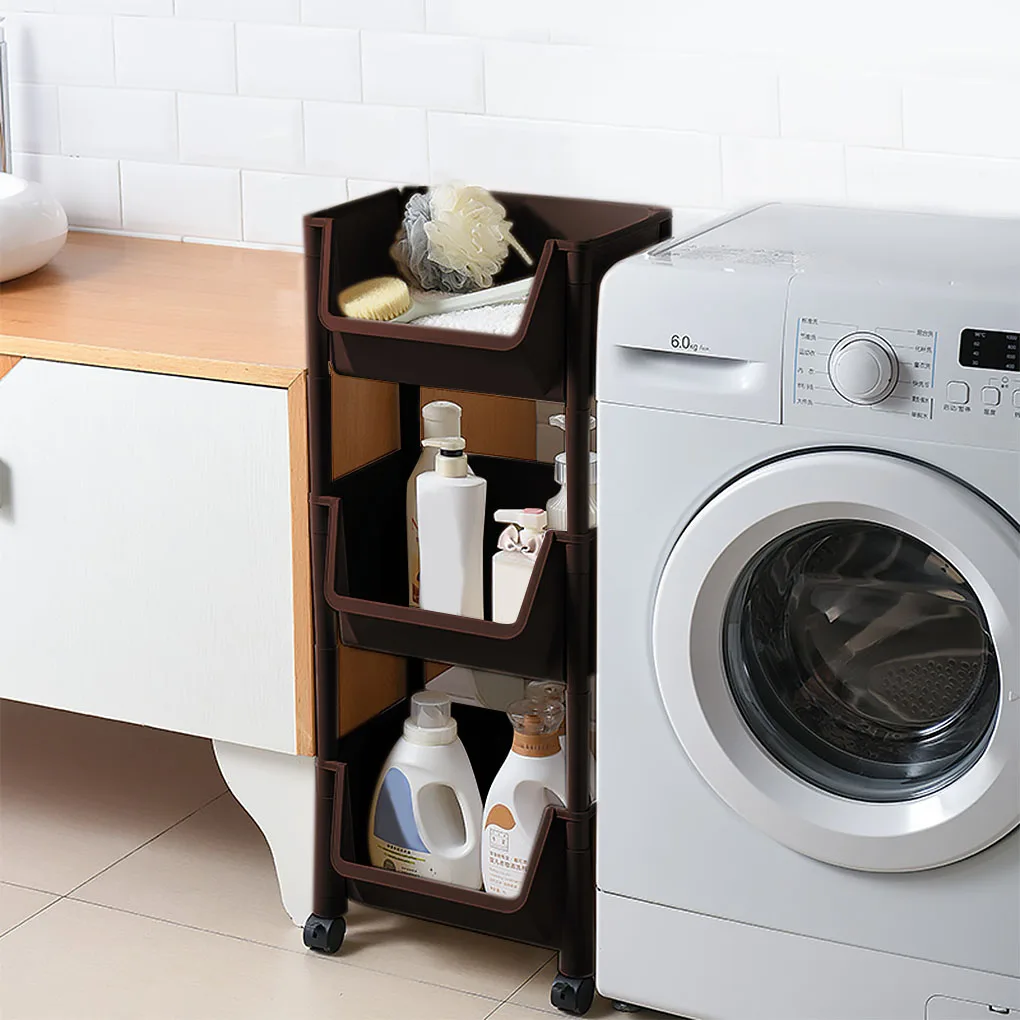 Kitchen Storage Shelf with Wheels Multi-function Movable Cart Laundry Layered Organizer Rack, Green, 4 Layer