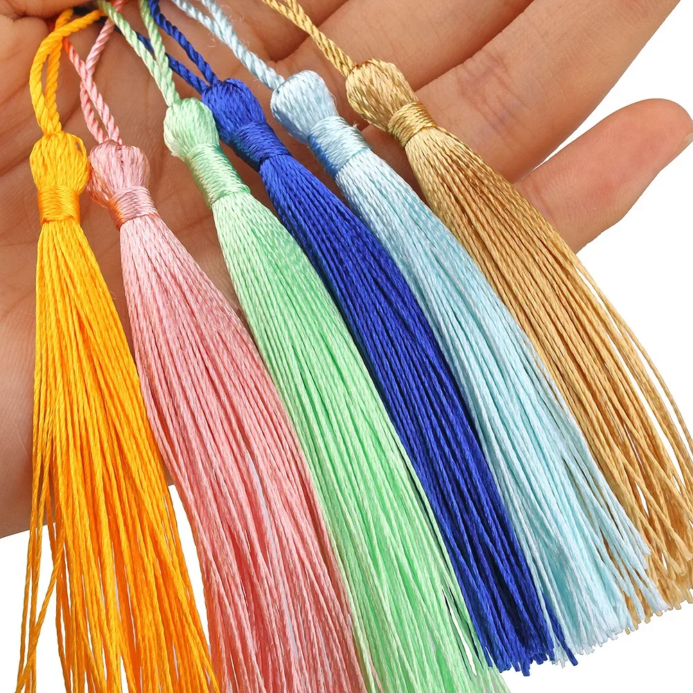 32/100Pcs 7CM Polyester Silk Tassel Fringe Brush Tassels Trim for Crafts DIY Jewelry Home Decor Embellish Curtains Accessories