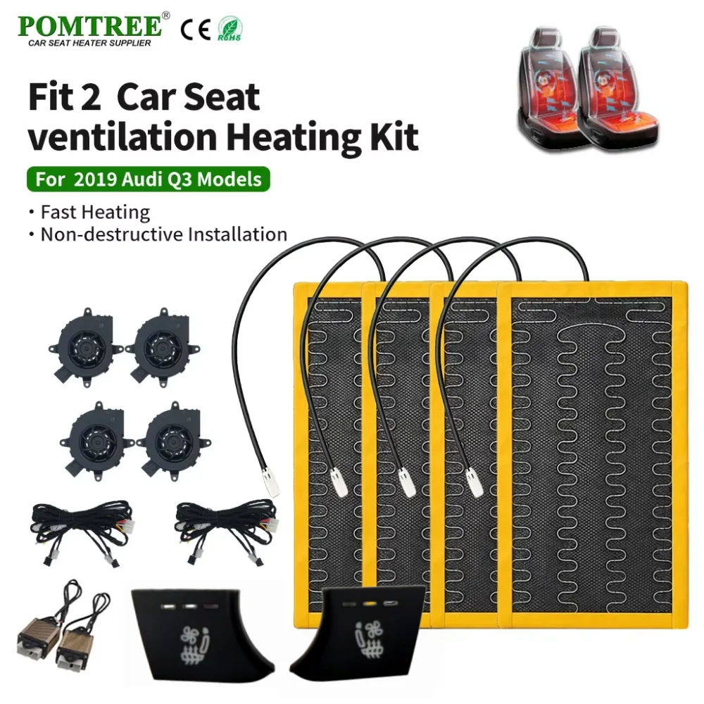 Car Seat Vent Heat Kit For Audi Q3 2019 2 Seats Built-in Alloy Wire Summer Winter Use Dedicated Switch Full Wiring Harness Refit